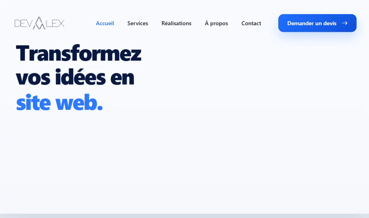 Aperçu d'un site web sur mesure
